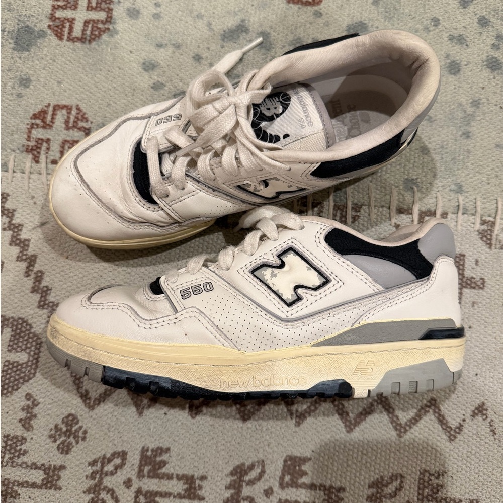 New Balance 550 Cream and Black Sneakers